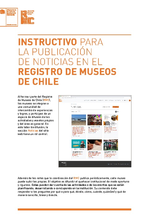 Instructivo para la publicación de noticias en el Registro de Museos de Chile